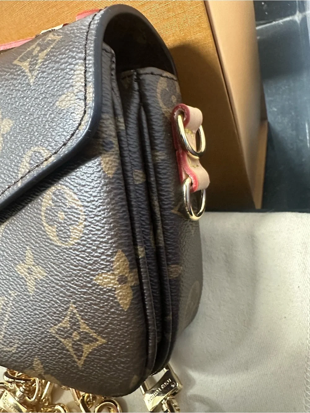 Louis Vuitton Brown Monogram Pochette Métis with Gold Hardware